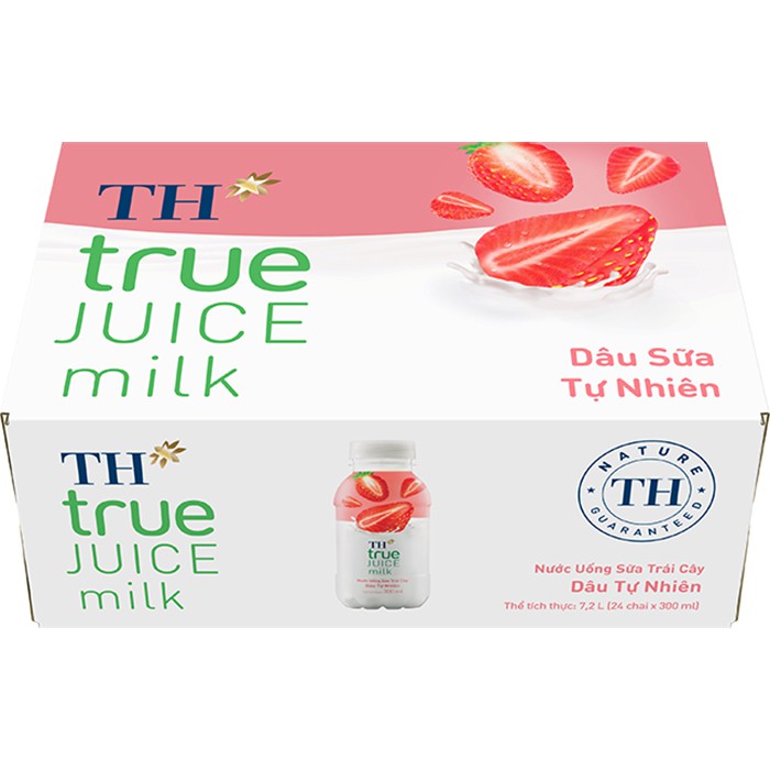 Thùng 24 Chai nước uống sữa trái cây vị dâu/cam TH True Juice milk