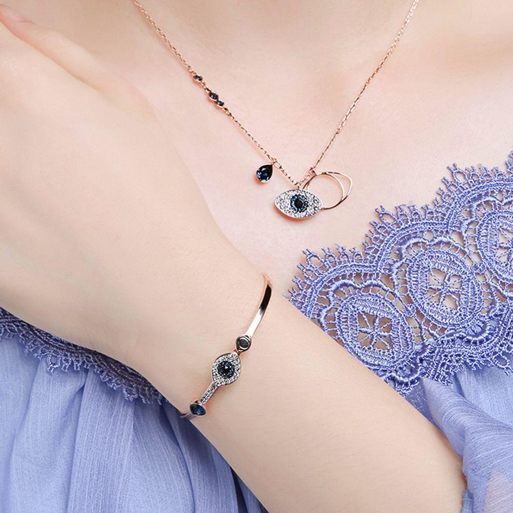 AROMA Vòng cổ Hợp Kim Mặt Hình Mắt Quỷ Đính Đá Phong Cách Retro Cho Nữ