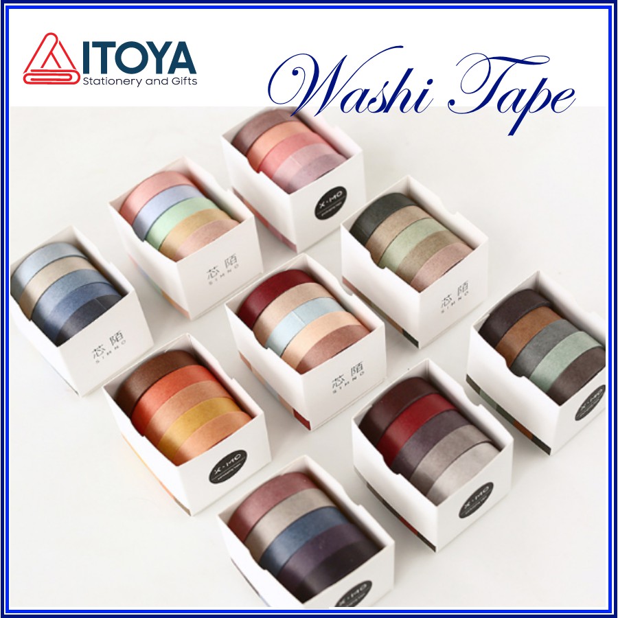 Băng dính trang trí Washi Tape Solid Color (10mm*5m*5 cuộn)