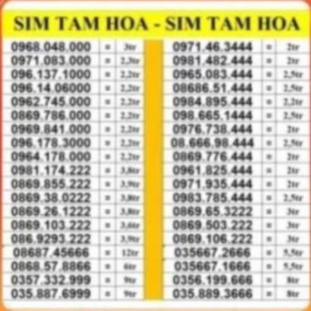 SIM TAM HOA 999 888 777 666 VIETTEL TRẢ TRƯỚC