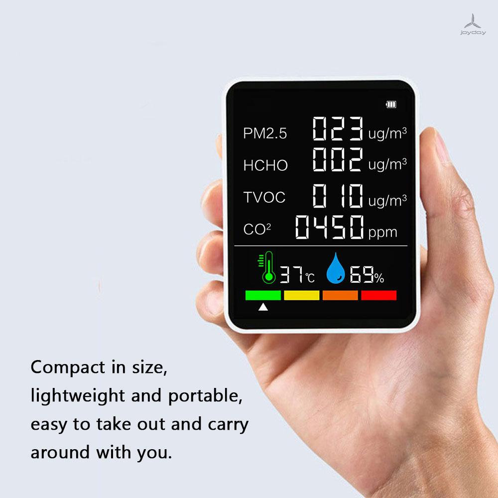 Máy đo chất lượng không khí C02 với màn hình hiển thị nhiệt độ PM2.5 TVOC HCHO có báo động