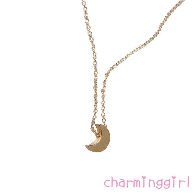 Vòng cổ mặt hình mặt trăng mini màu sắc đơn giản cho bạn nữ