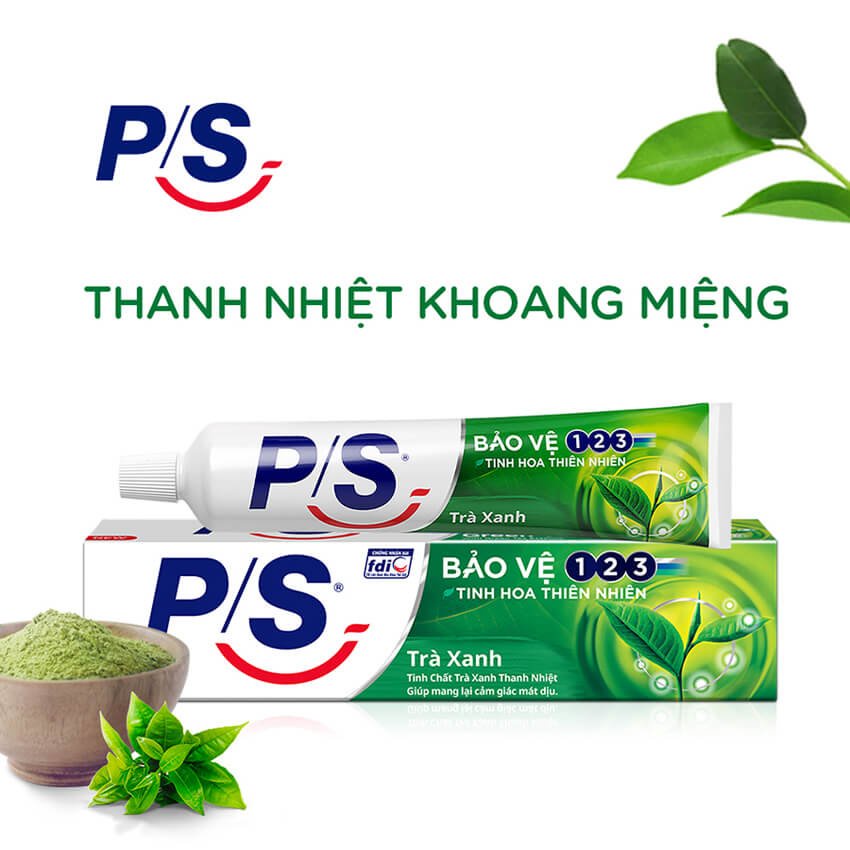 Kem đánh răng P/S bảo vệ 123 trà xanh thanh nhiệt 230g