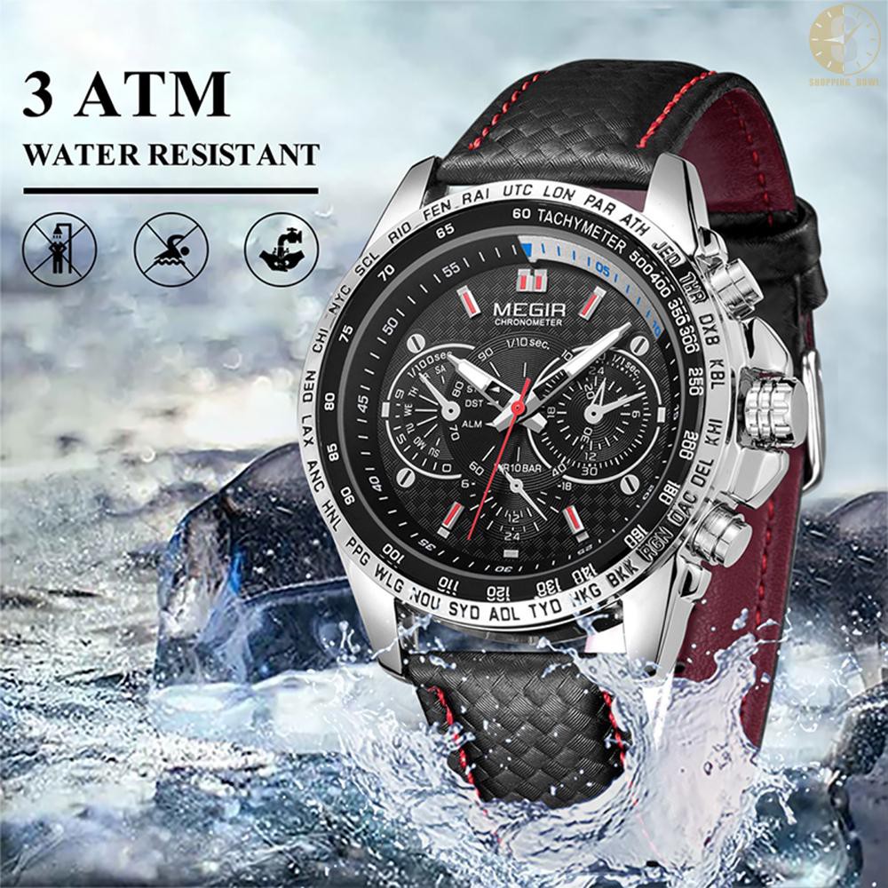 Đồng hồ đeo tay mặt số lớn chống thấm nước 3ATM phong cách thể thao thương hiệu MEGIR 1010G dành cho nam