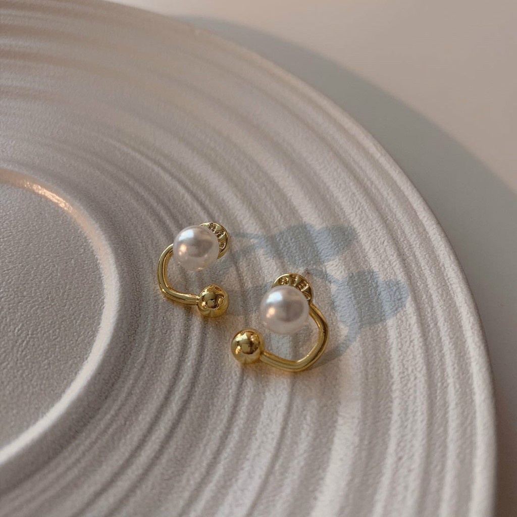 Bông Tai Mạ Bạc 925 Đính Ngọc Trai Đơn Giản Dễ Thương Thời Trang Cho Nữ