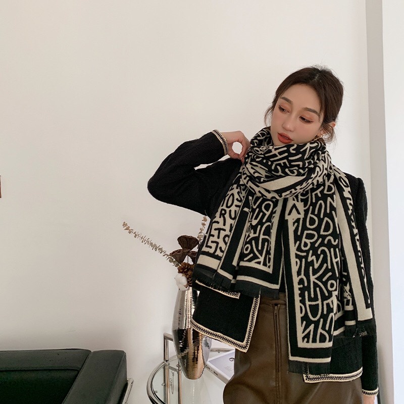 Khăn quàng cổ nữ mùa đông thời trang Hàn Quốc chất liệu len dạ mặt phong cách vintage - khan01