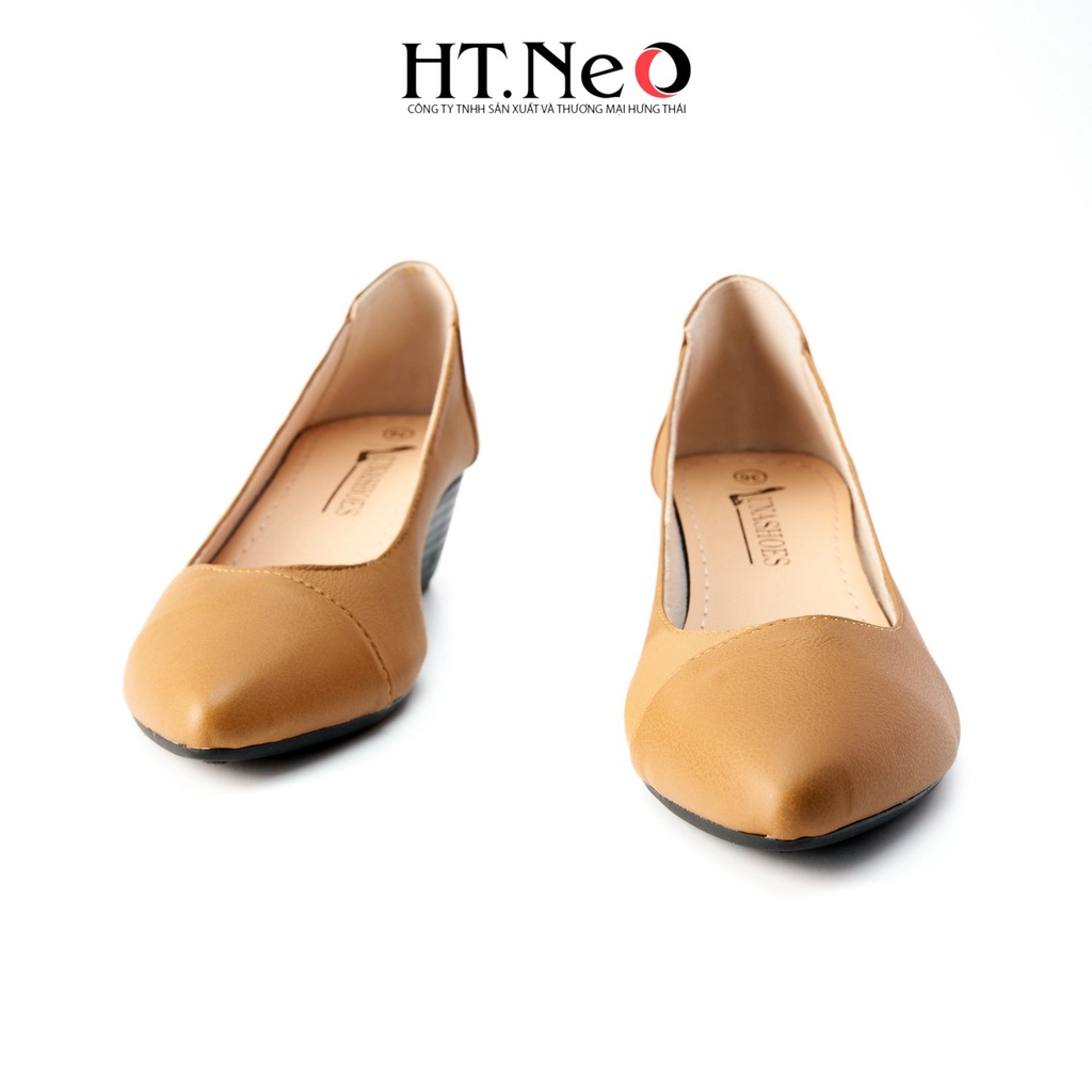 Giày nữ đế xuồng HT.NEO da bò mềm mại đế xuồng 5cm, cực sang chân NU98