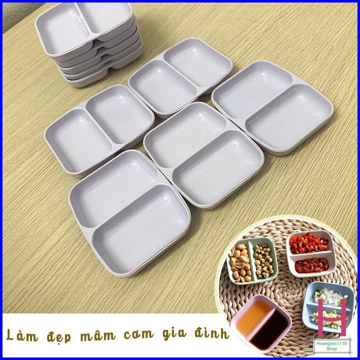 Đĩa đựng gia vị - nước chấm phíp 2 ngăn Việt Nhật { H }