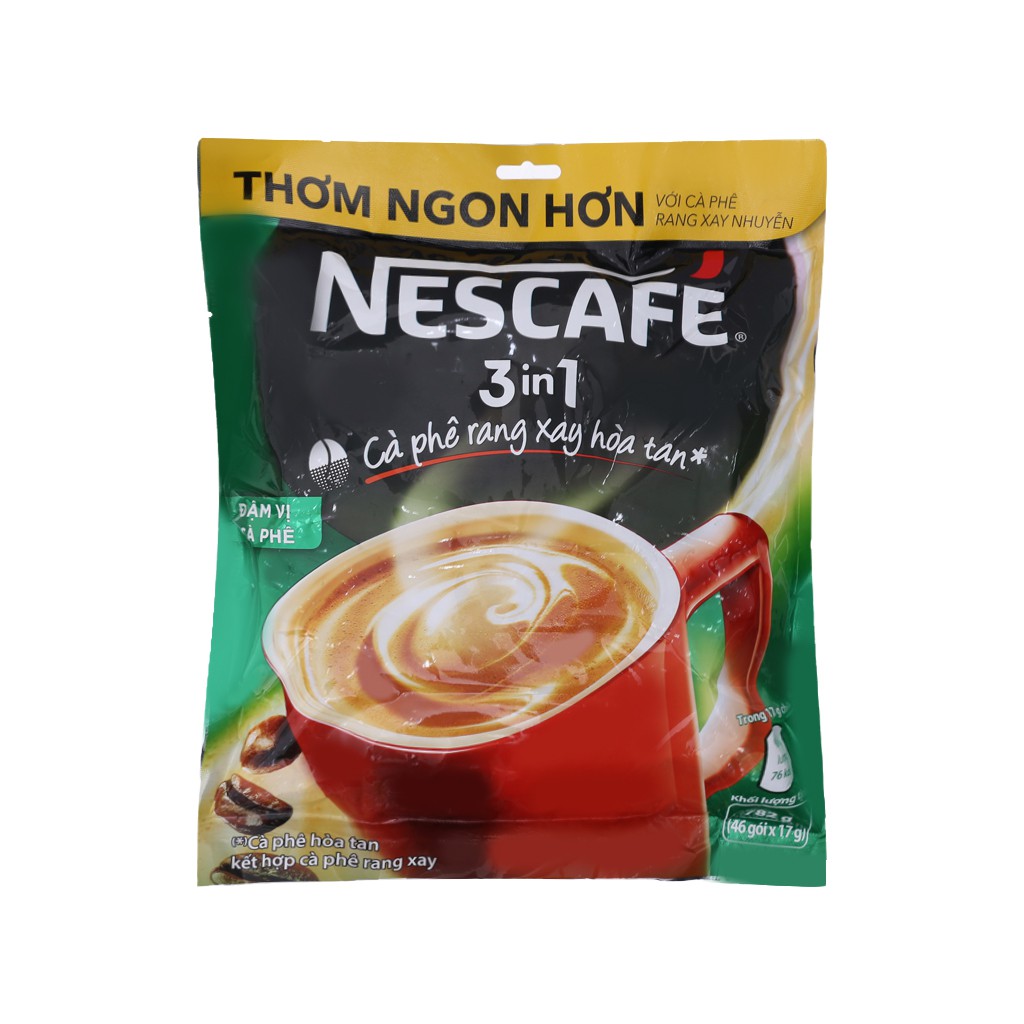 Cà phê hòa tan NesCafe bịch Xanh 46 gói - cafe sữa 3 in 1 nescafe