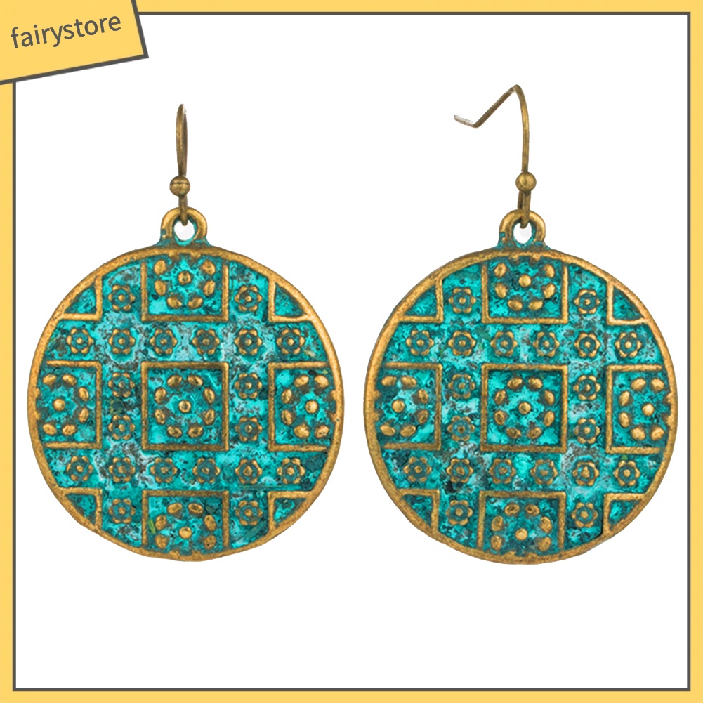 Bông Tai Tròn Chạm Khắc Phong Cách Bohemian Cổ Điển Dành Cho Nữ