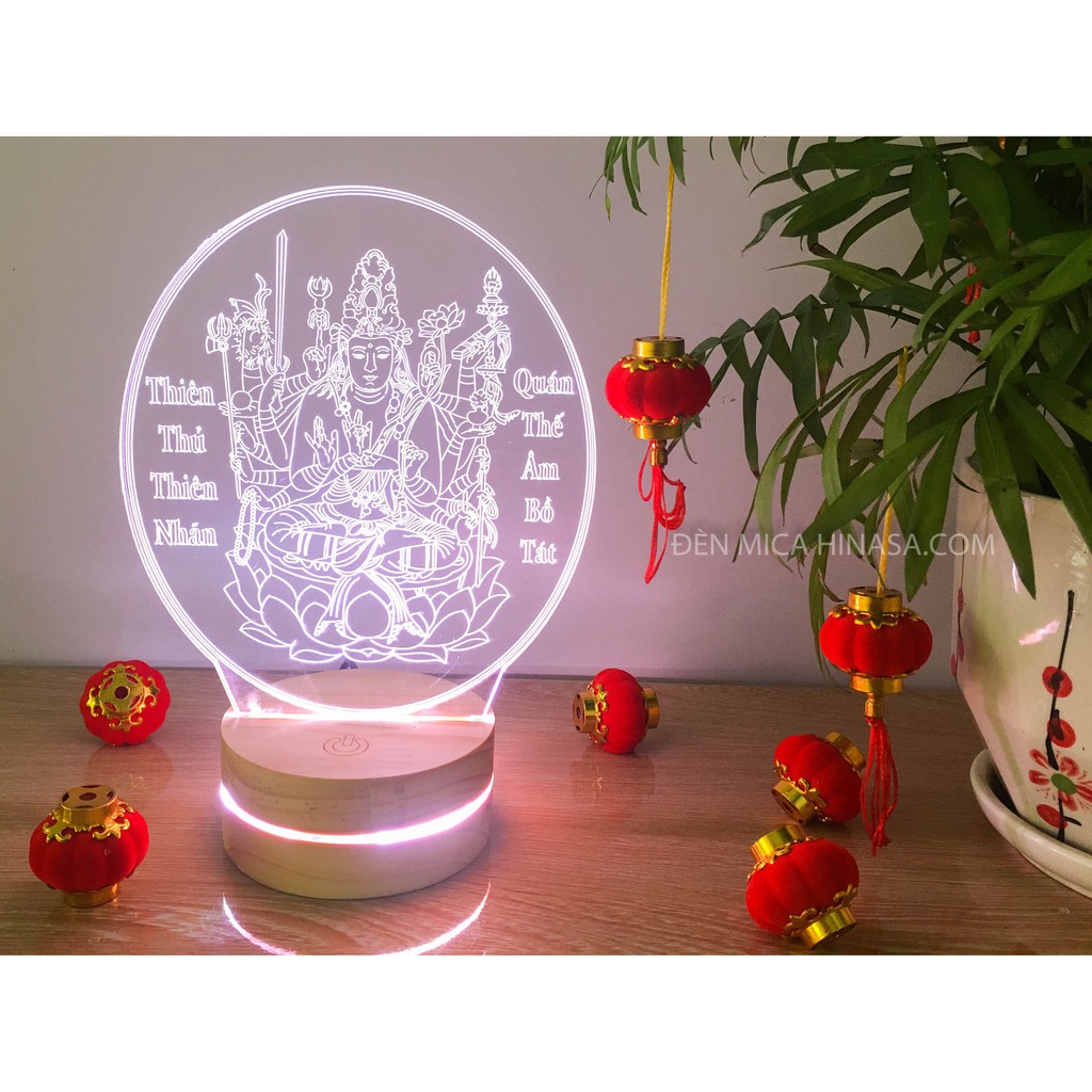 Đèn led Phật 3D 16 màu Thiên Thủ Thiên Nhãn Quán Thế Âm Bồ Tát
