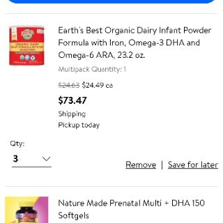 Sữa cho trẻ Earth's Best 658g
