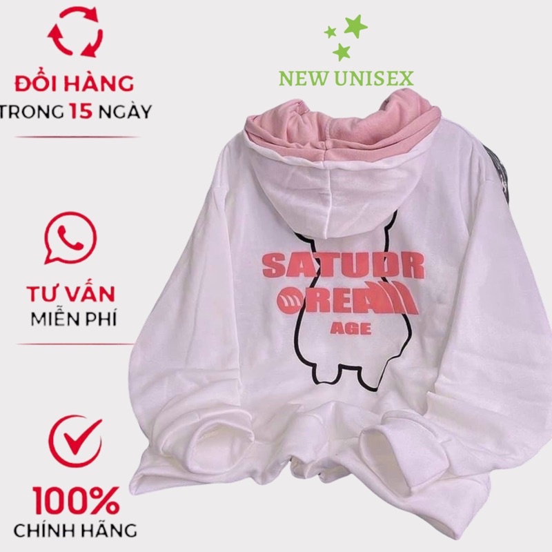 áo hoodies nữ nỉ ngoại in nổi đẹp hình logô hoạt hình phối 2 nón siêu cute