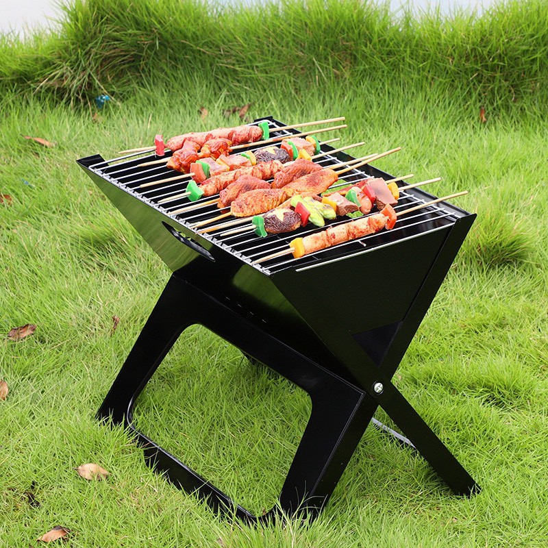 (BẾP GẤP SIÊU GỌN) Bếp nướng BBQ ngoài trời, dã ngoại nướng than hoa có thể gấp gọn hình chữ X