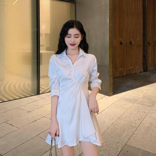 Váy nữ trắng chất liệu lụa trơn - Sangvuive212