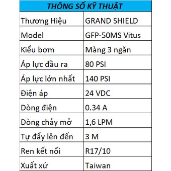 Bơm Máy Lọc Nước Grand Forest GFP-50 24V - Dùng Cho Máy Lọc Nước RO và Dàn Phun Sương