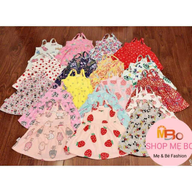 Váy hai dây babydoll bé gái thun cotton xuất dư mềm mát
