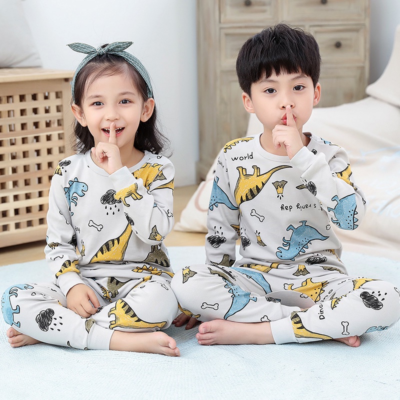 Bộ Đồ Ngủ Pijama Tay Dài Chất Cotton Thời Trang Xuân Thu Cho Bé 100-160cm