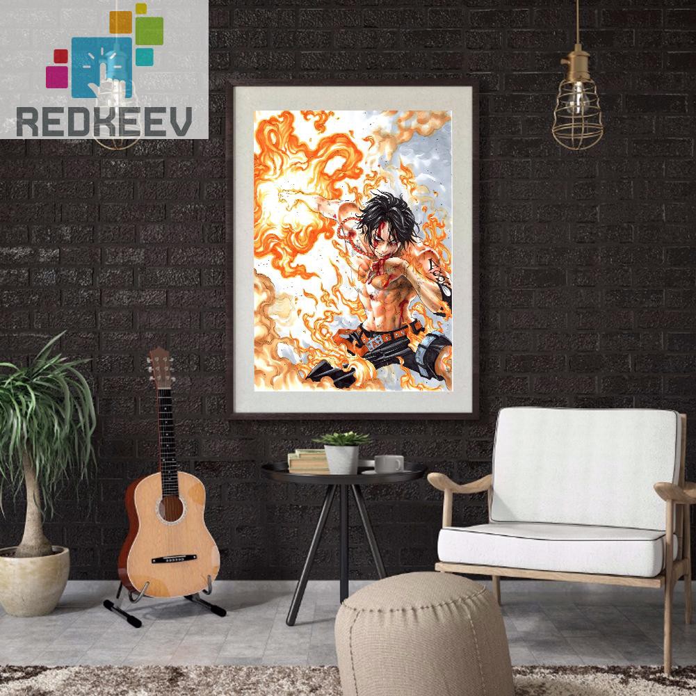 Bộ tranh đính đá tự làm hình Nhật Bản Ace One Piece