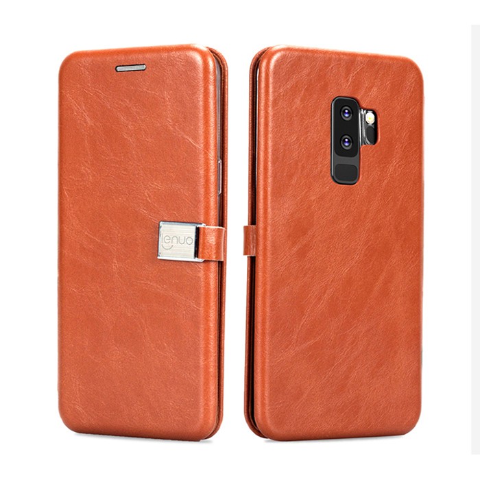 Bao da Galaxy S9 Plus Lenuo Lebe Flip Case - tặng dán lưng Carbon