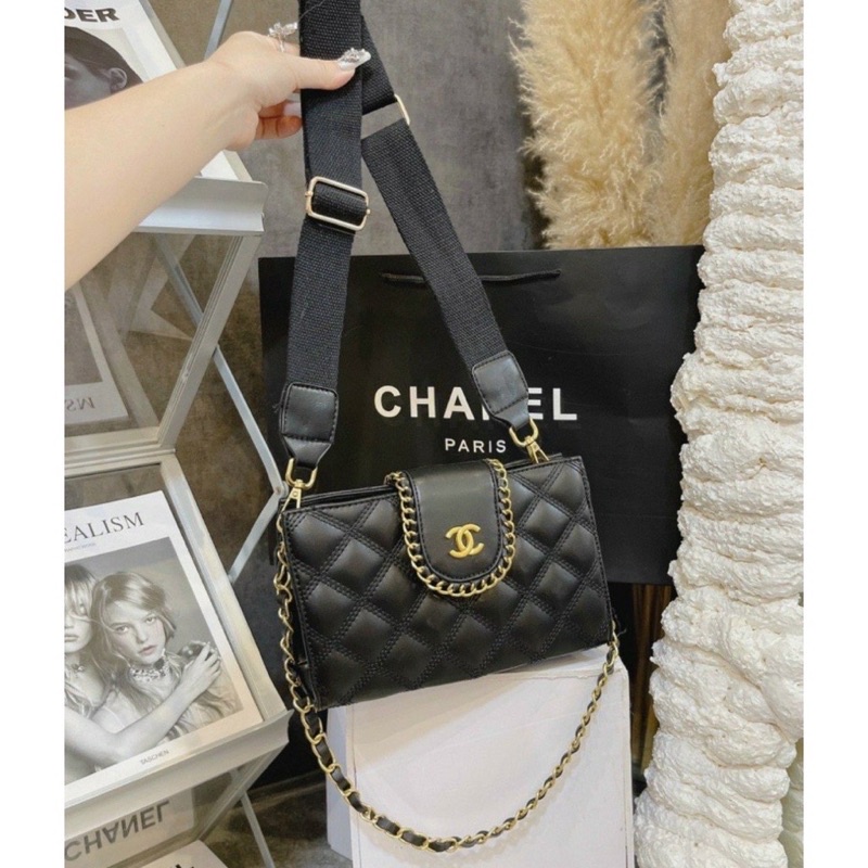 Túi Nữ Kẹp Nách Trần Trám, Túi Xách Nữ Đeo Chéo Viền Xích