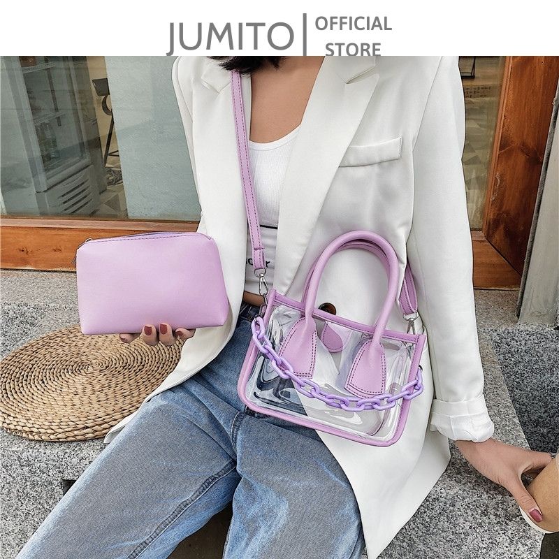 Túi xách nữ đeo chéo cầm tay dây xích trong 2 in 1 hàng Quảng Châu JUMITO SD1200