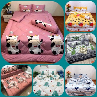 Bộ chăn ga gối 5 món chăn phao , Ga gối cotton