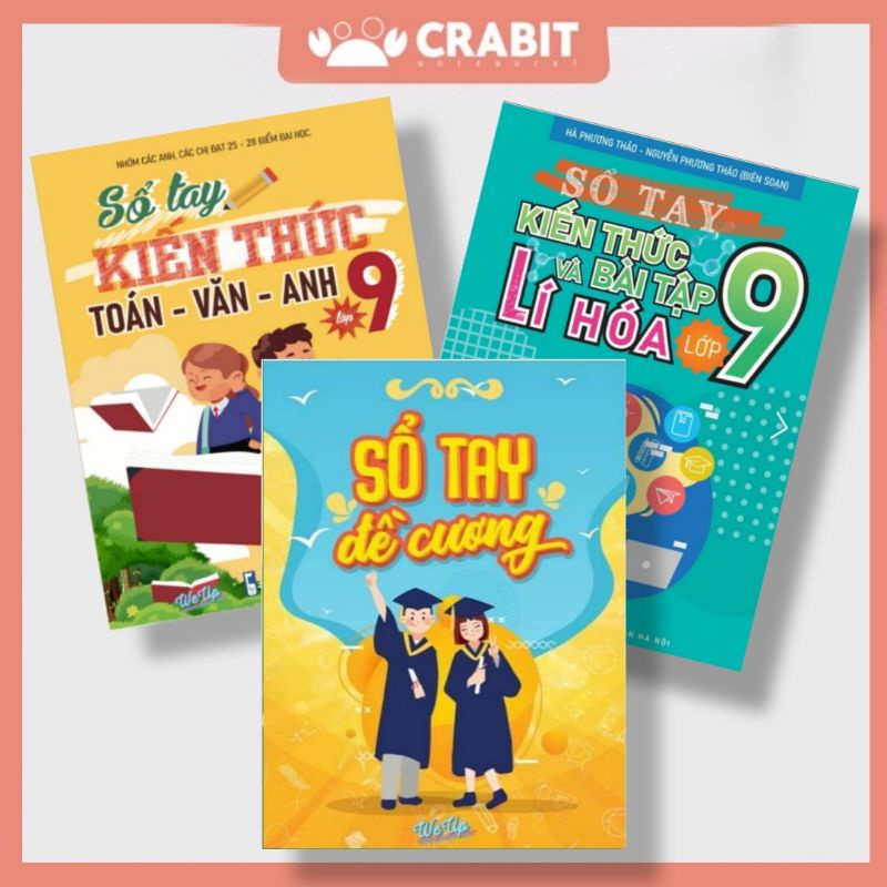 Combo 3 Cuốn Sổ Tay Kiến Thức Toán Văn Anh Lớp 9 và Lí Hóa Lớp 9 Và Sổ ĐỀ Cương