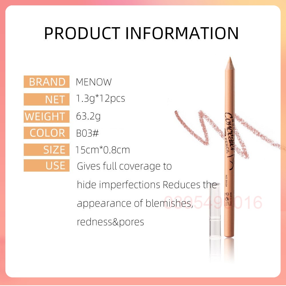 Hộp 12 Bút Che Khuyết Điểm MeNow Chính Hãng Fix Makeup Không Trôi Không Thấm Nước WONDER CONCEALER thích hợp mọi loại da