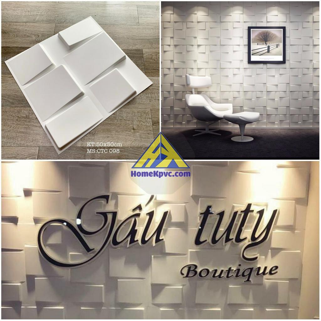 Tấm Ốp Tường Nhựa 3D khổ 50x50cm Màu Trắng Siêu Bền