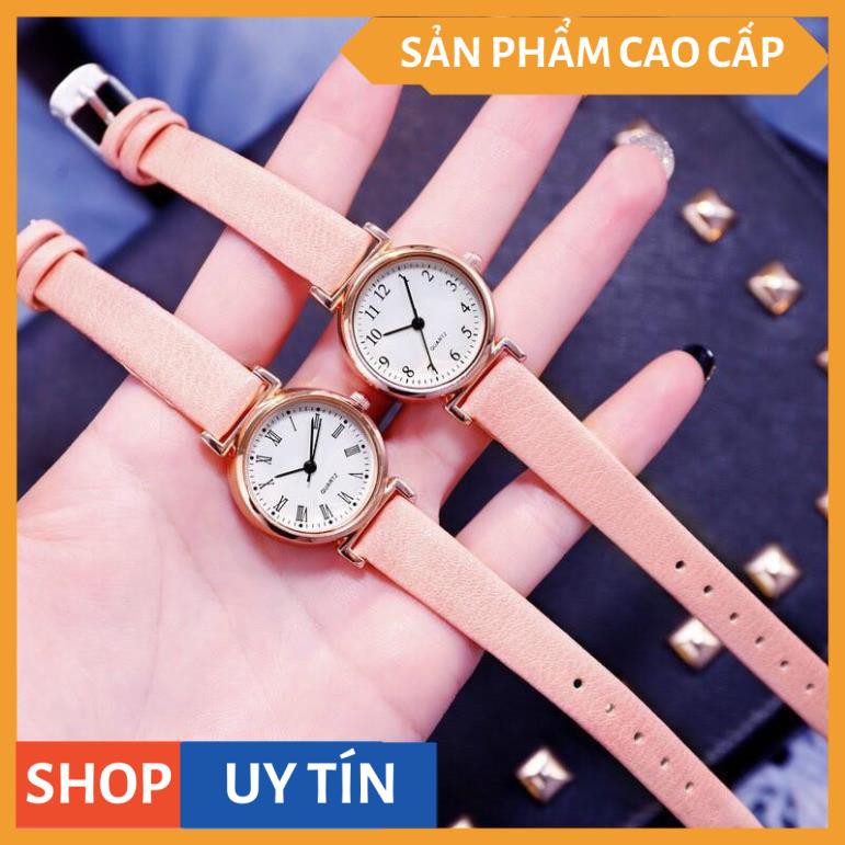 ĐỒNG HỒ NỮ JIS DÂY DA MẶT TRÒN XP095 XINH XẮN [HÀNG CAO CẤP]