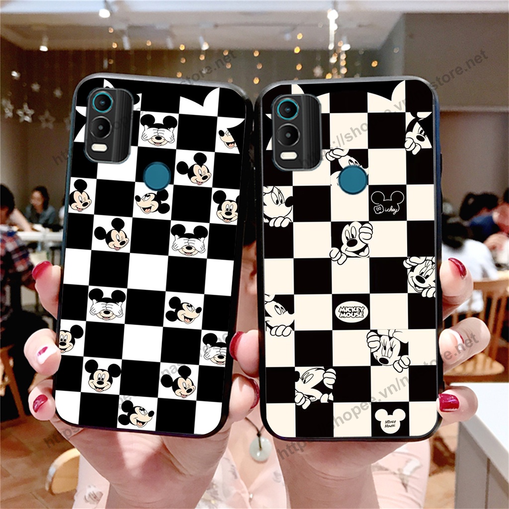 Ốp lưng Nokia C21 PLUS trái tim họa tiết caro, mikey họa tiết beabrick kaws cute