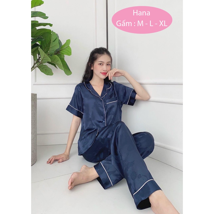 Đồ bộ pijama nữ lụa gấm cao cấp quần dài tay ngắn bigsize 45kg - 80kg (BD014) | BigBuy360 - bigbuy360.vn