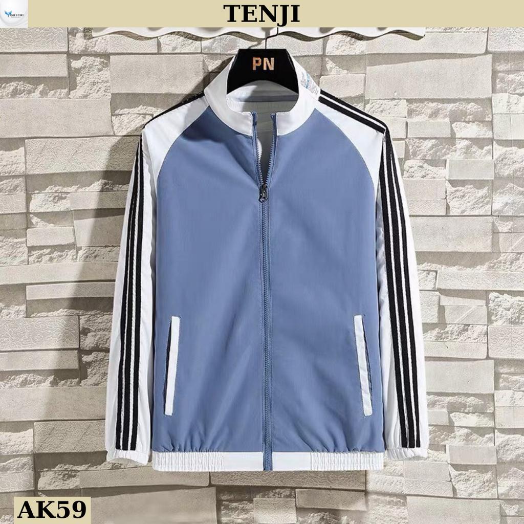 Áo khoác dù nam ak59tj ao khoác nam 3 sọc tay họa tiết cá tính trẻ trung năng động tenji store