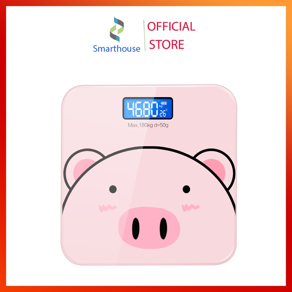 Cân điện tử sức khỏe mini giành cho gia đình hình heo siêu dễ thương