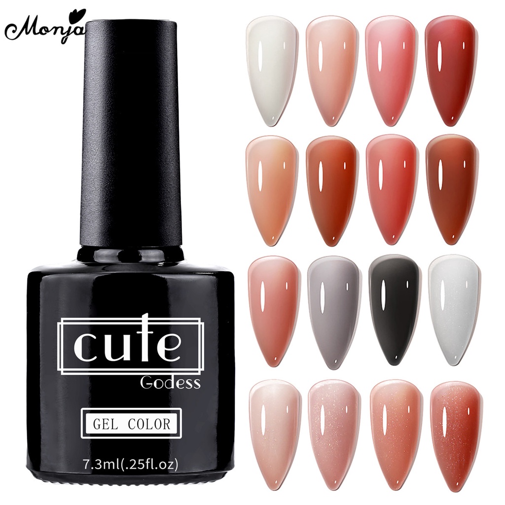 Gel sơn móng tay MONJA UV dạng thạch trong mờ DIY nhiều màu sắc tùy chọn 7.3ml