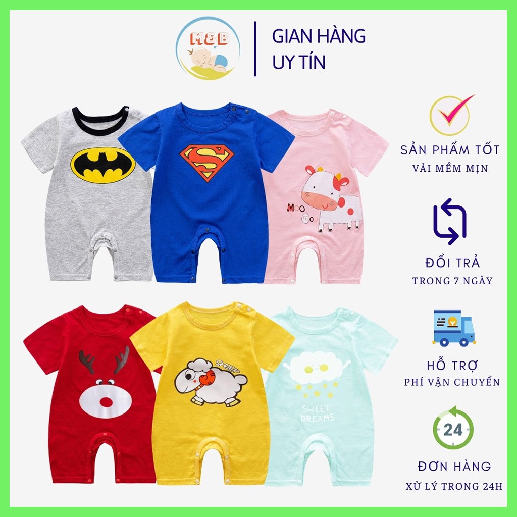 Body đùi cho bé trai gái sơ sinh bodysuit cho bé Mịn Mát cotton đẹp hàng QC xuất khẩu từ 3-12kg - BDC02