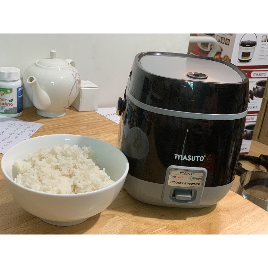 Nồi cơm điện mini Masuto ruột dày dặn 0,8L nấu ngon siêu tốc đủ cho 1-2 người ăn VOUCHER 50K