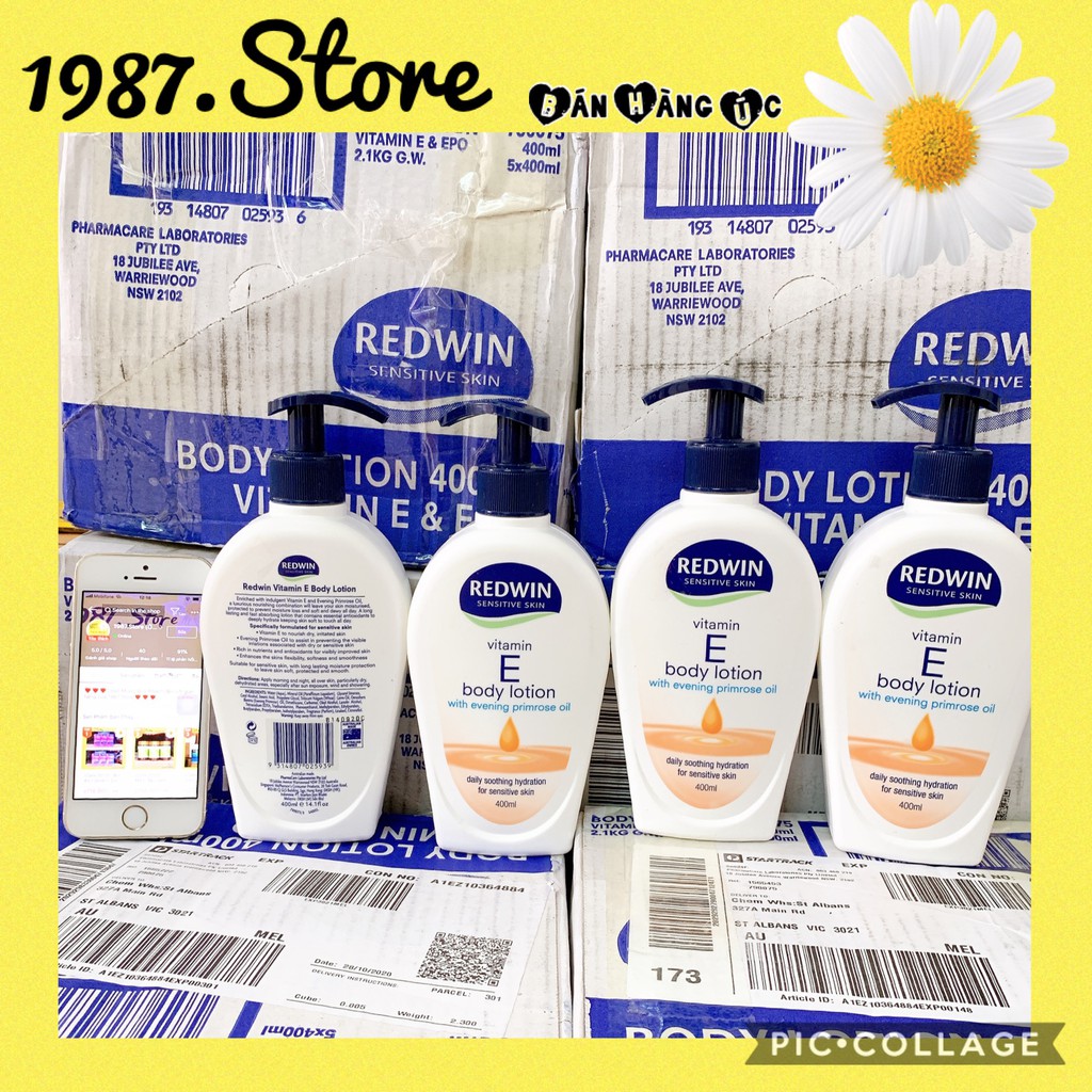 Kem Dưỡng Da Mềm Mịn Redwin Vitamin E Cream chai vòi 400ml Của Úc