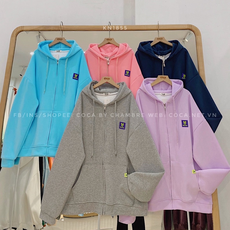 [KN1855]🤍 Áo khoác HOODIE ZIP nỉ xốp tag cao su MICKEY form rộng unisex (Có sẵn/ảnh thật) | BigBuy360 - bigbuy360.vn
