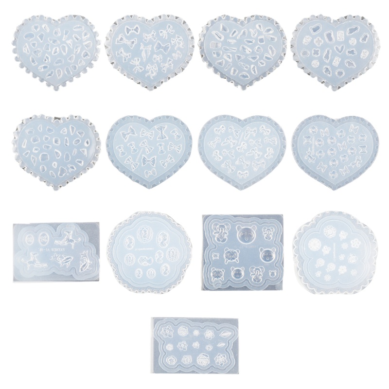 [Hàng mới về] Khuôn silicone tạo hình nơ/trái tim/bướm 3D dùng cho trang trí móng tay