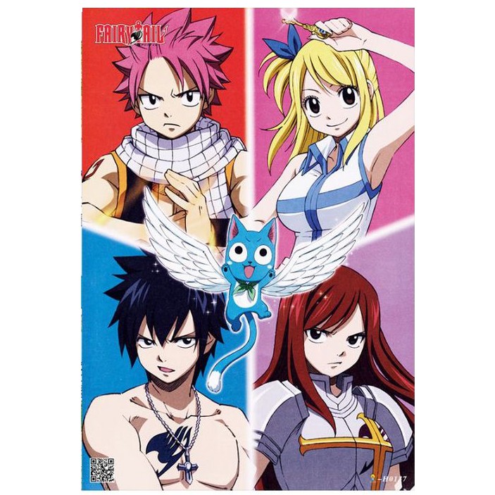 Set 8 tấm tranh poster to A3 Fairy Tail anime áp phích siêu chất