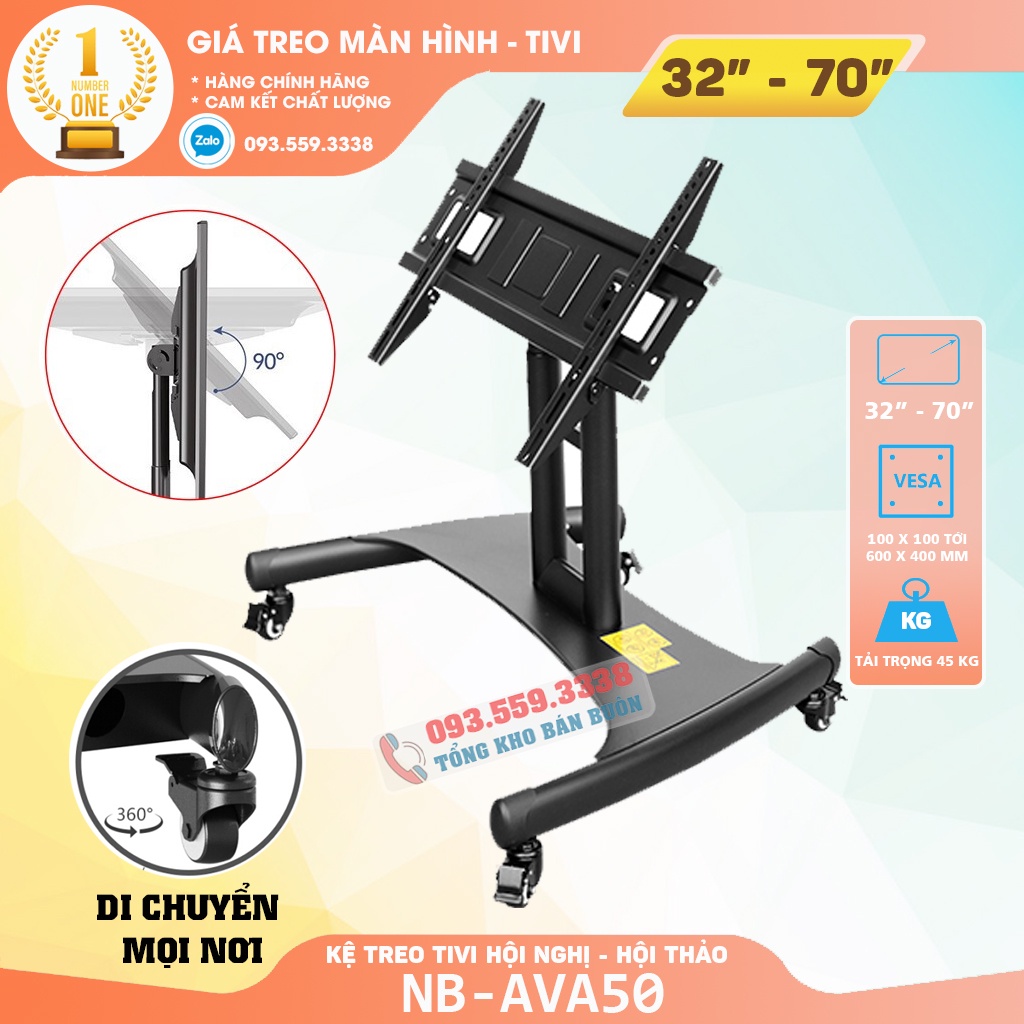 GIÁ TREO TIVI DI ĐỘNG HỘI NGHỊ NB AVA50 32 – 70 INCH - KỆ GIÁ TREO ĐỠ TIVI CÓ BÁNH XE ĐI CHUYỂN