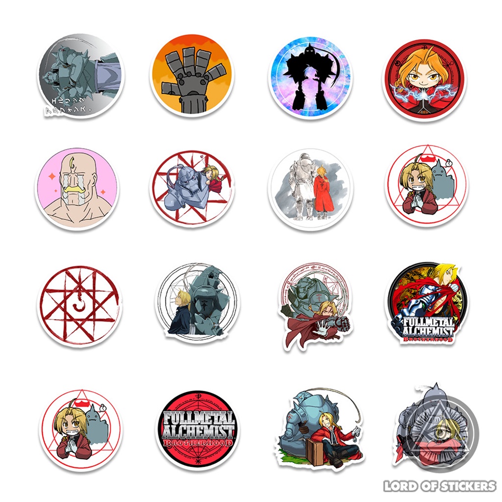 Set 50 Hình Dán Fullmetal Alchemist Sticker Anime Manga Giả Kim Thuật Sư Chống Thấm Nước Trang Trí Mũ Bảo Hiểm, Laptop