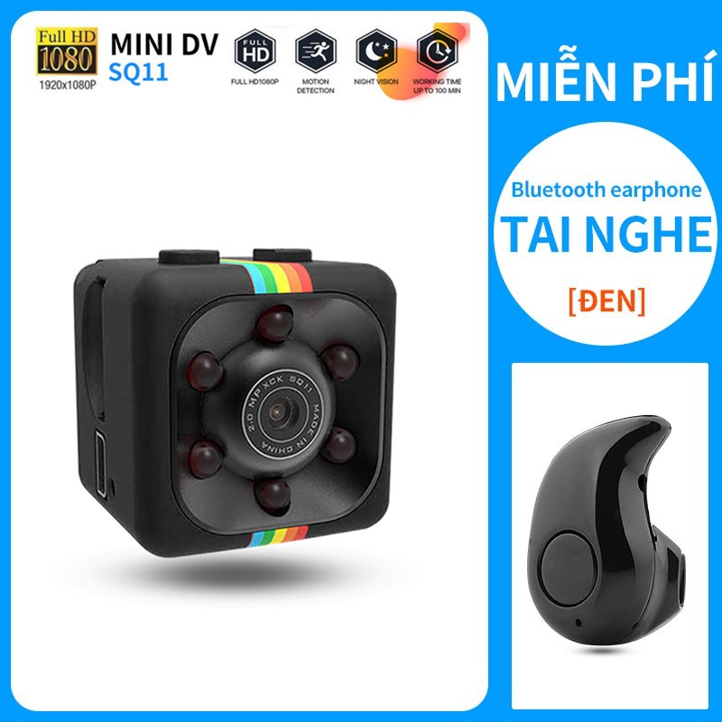 【Tặng kèm tai nghe bluetooth S530 mini】Camera Hành Trình Siêu Nhỏ SQ11 Full HD đẹp