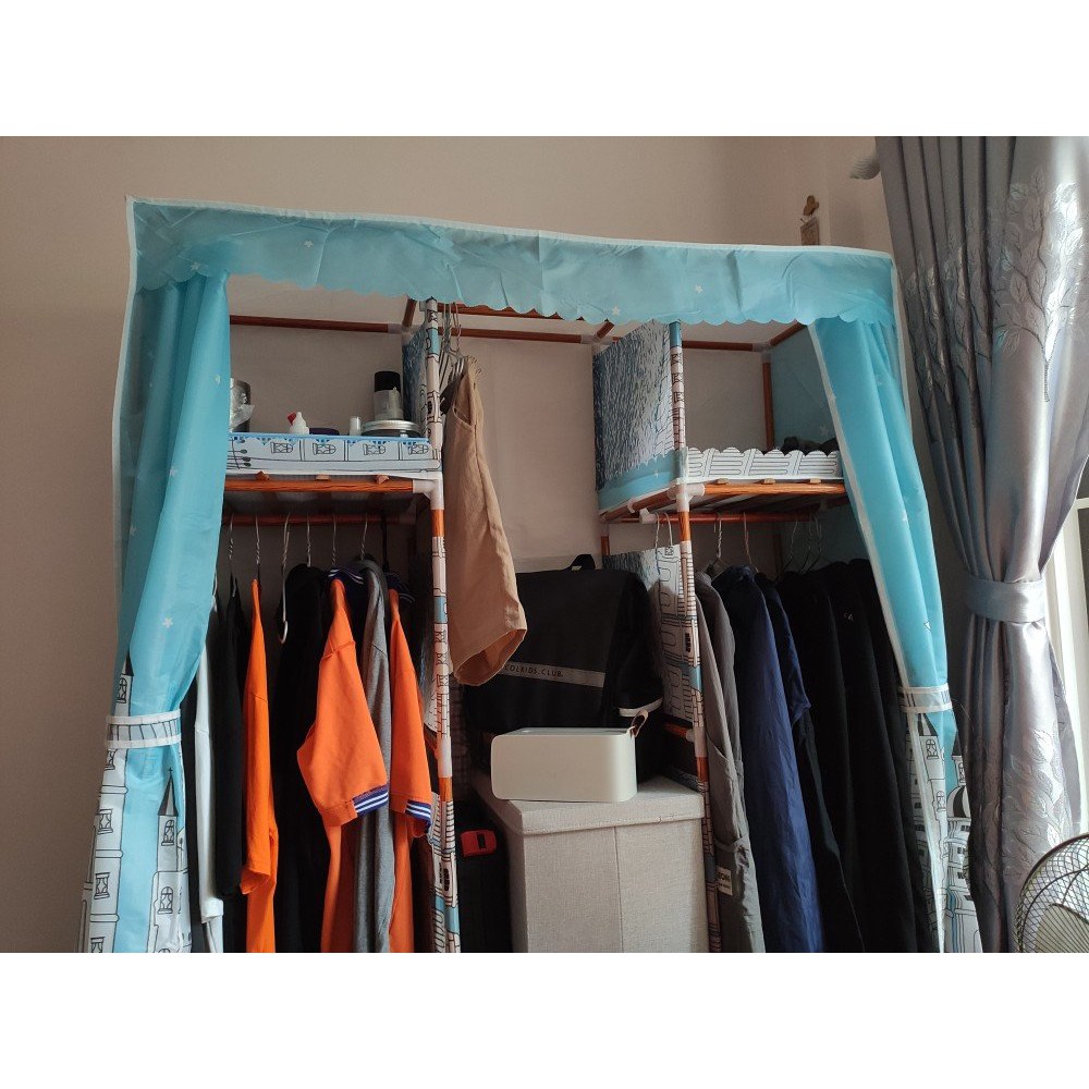 tủ quần áo tủ đựng quần áo vải khung gỗ b3 buồng hàng chuẩn loại 1 phi gỗ 20mm