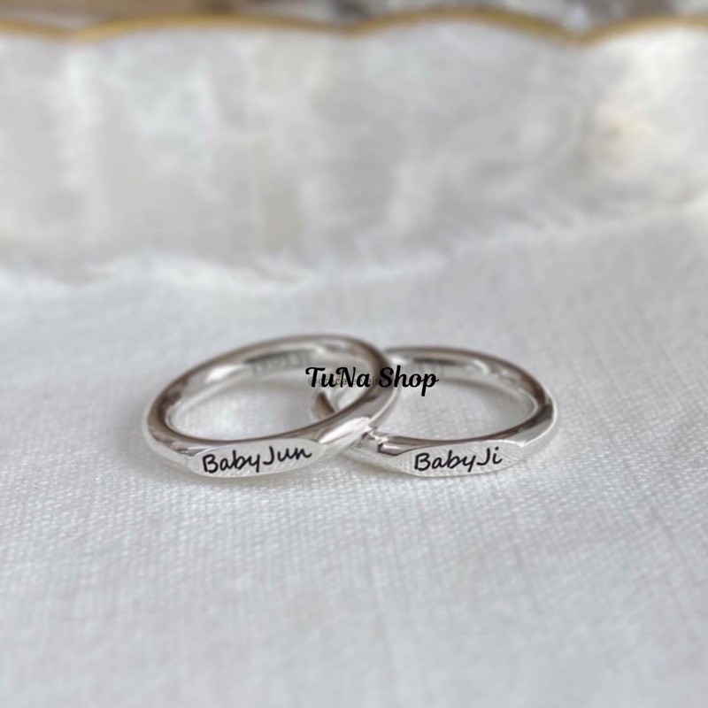 Nhẫn Bạc đôi hàng thiết kế khắc tên khắc chũ, Nhẫn Bạc đôi tình yêu thiết kế theo yêu cầu bằng bạc cao cấp TUNASILVER