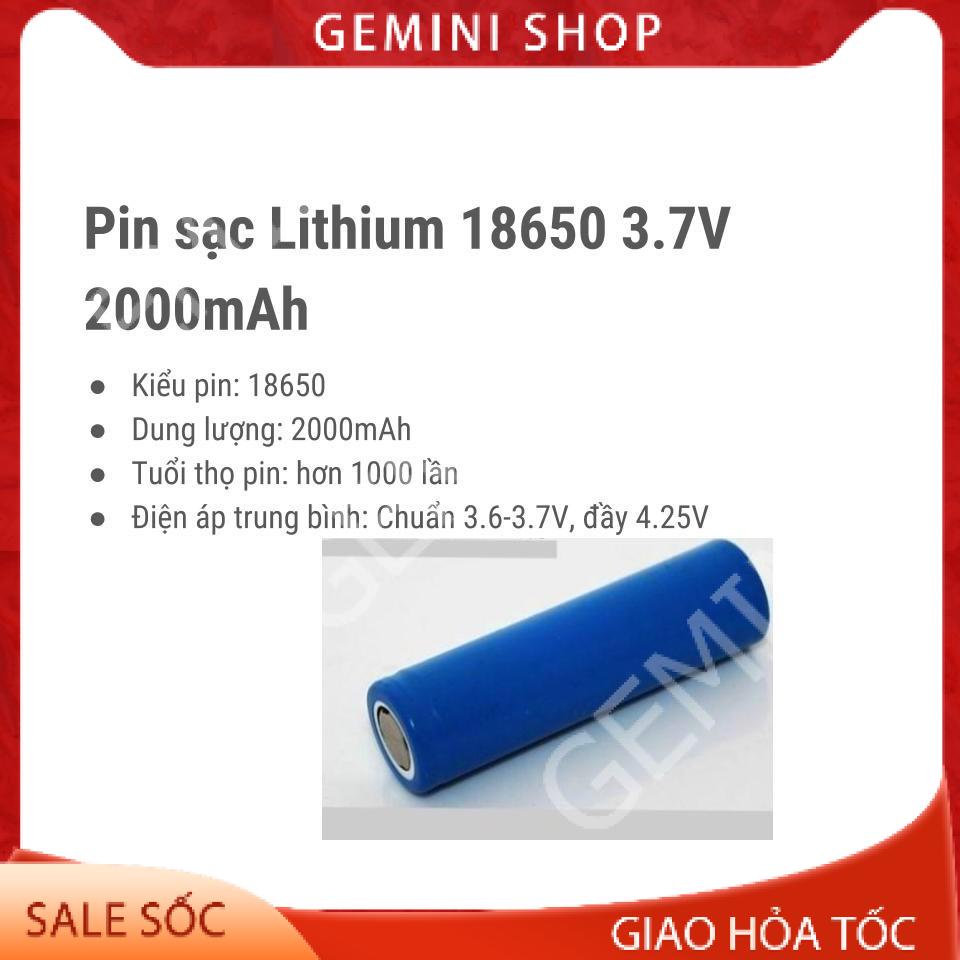 Pin sạc li-ion 3.7v 2A 18650 2000 mAh cho đồ điện tử