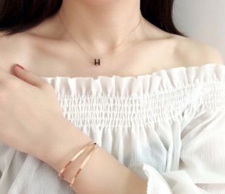 Dây chuyền/Vòng cổ chữ H mini viền hồng (cam, đỏ, đen, trắng) - TITAN ko đen gỉ