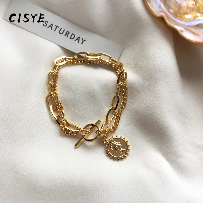 Dây chuyền hai lớp mặt hình đồng xu thời trang